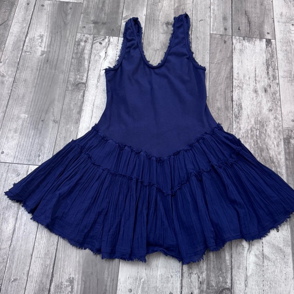 Free People Izi Drop-Waist Mini Dress Color: Eclipse Navy Blue Medium - Picture 3 of 9